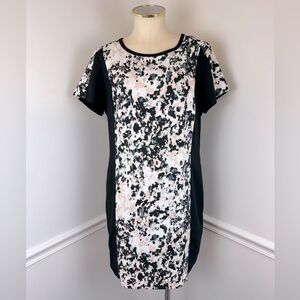 BANANA REPUBLIC Black, White, Grey & Blush Short Sleeve Shift Dress | Size 12